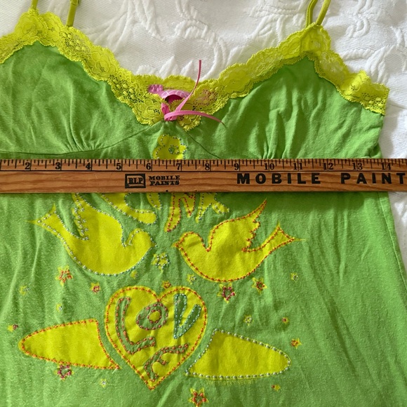 Vintage Victoria’s Secret PINK Cami Y2K Green Lime Size Medium Large Beaded - Picture 4 of 6